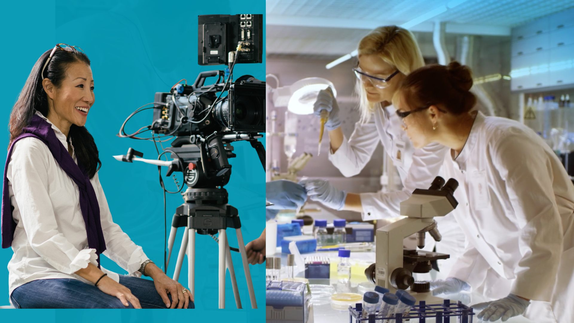 Christy Hui filming scientists in the lab 1920x1080