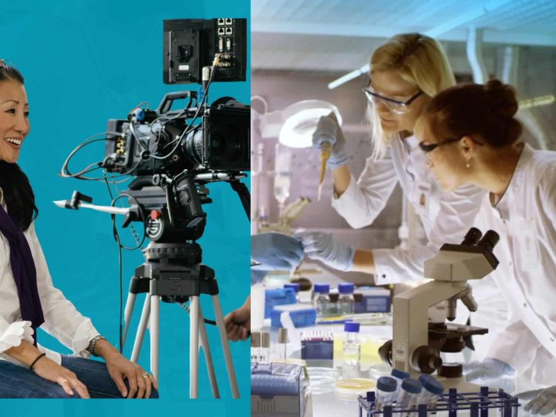 Christy Hui filming scientists in the lab 1920x1080